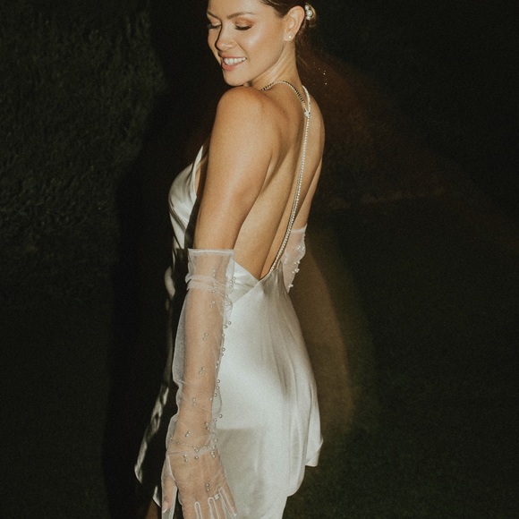 Michael Lo Sordo Dresses & Skirts - michael lo sordo hudson bias crystalline maxi dress - silk satin white